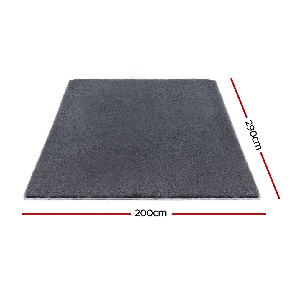 Artiss Floor Rug 200x290cm Plush Area Shaggy Rug Living Room Bedroom Carpet Grey - Mekamart Australia