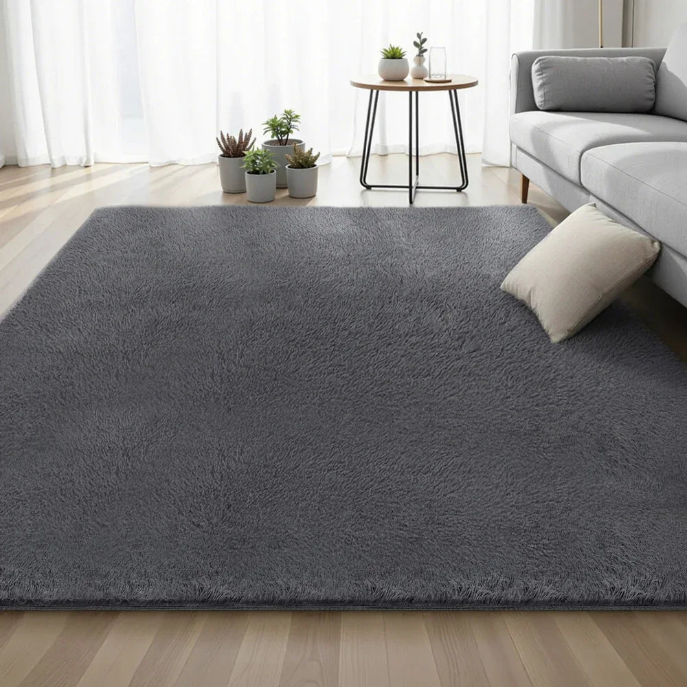 Artiss Floor Rug 200x290cm Plush Area Shaggy Rug Living Room Bedroom Carpet Grey - Mekamart Australia