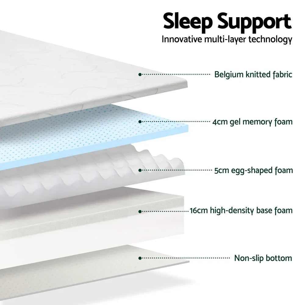 Giselle Bedding Memory Foam Mattress Bed Cool Gel Non Spring 25cm King Single - Mekamart Australia