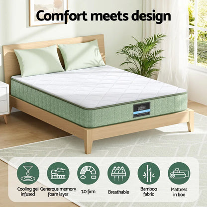 Giselle 25cm Memory Foam Mattress Dual Layer Zipper Cover Cool Charcoal Foam Mattresses Queen - Mekamart Australia