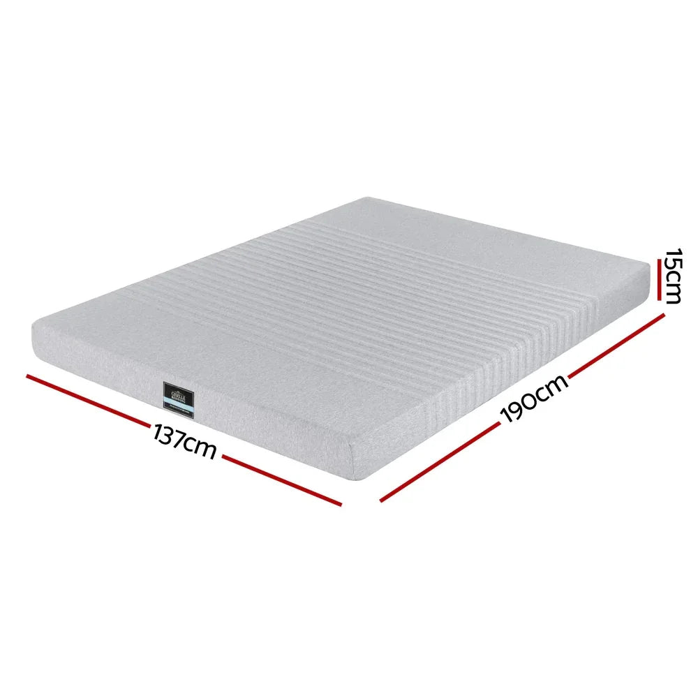 Giselle Bedding Cool Gel Memory Foam Mattress Charcoal 7-Zone Washable Bamboo Cover 15cm Double - Mekamart Australia