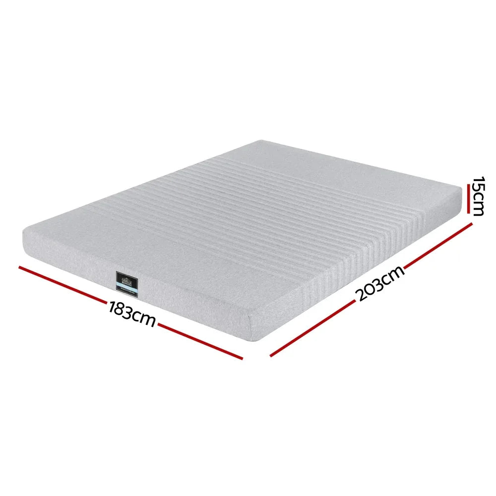 Giselle Bedding Cool Gel Memory Foam Mattress Charcoal 7-Zone Washable Bamboo Cover 15cm King - Mekamart Australia