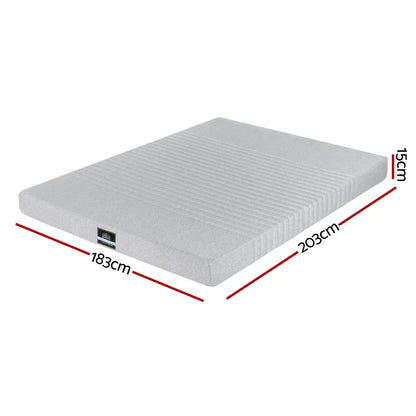 Giselle Bedding Cool Gel Memory Foam Mattress Charcoal 7-Zone Washable Bamboo Cover 15cm King - Mekamart Australia