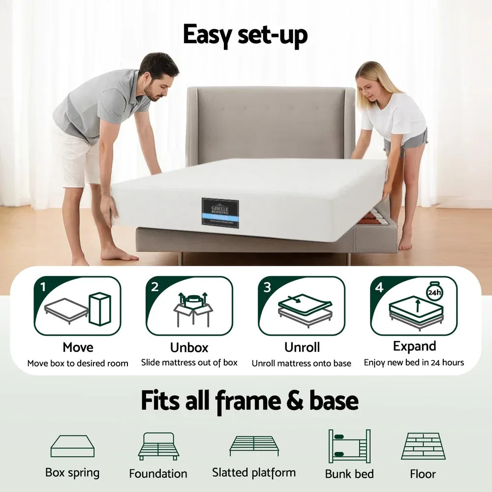Giselle 20cm Memory Foam Mattress Green Tea King Single - Mekamart Australia