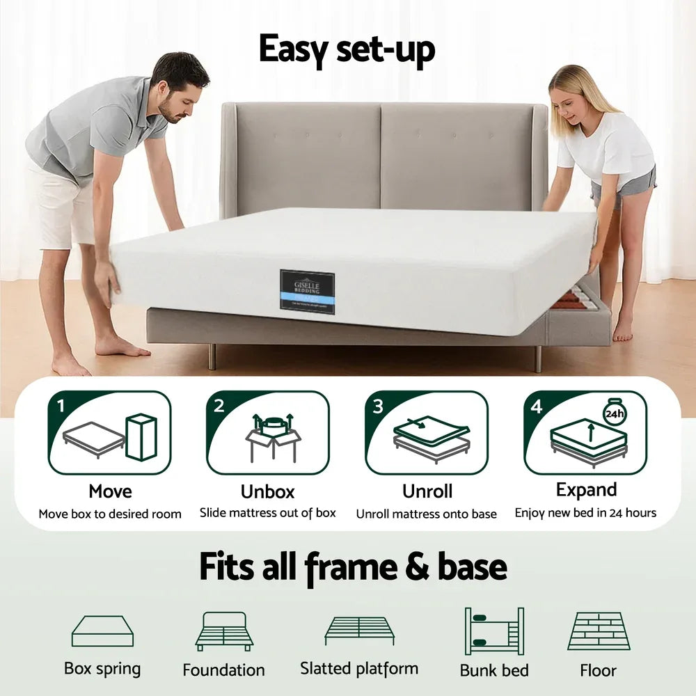 Giselle 20cm Memory Foam Mattress Green Tea Queen - Mekamart Australia