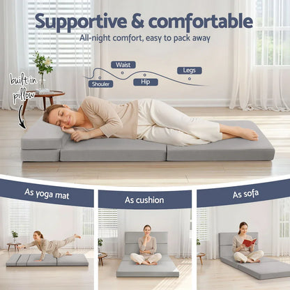 Giselle Foldable Mattress Folding Sofa Bed 4-fold Sleeping Camping Cushion Mat - Mekamart Australia