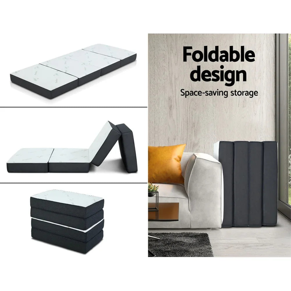 Giselle Bedding Foldable Mattress Folding Foam Sofa Bed Mat Bamboo - Mekamart Australia