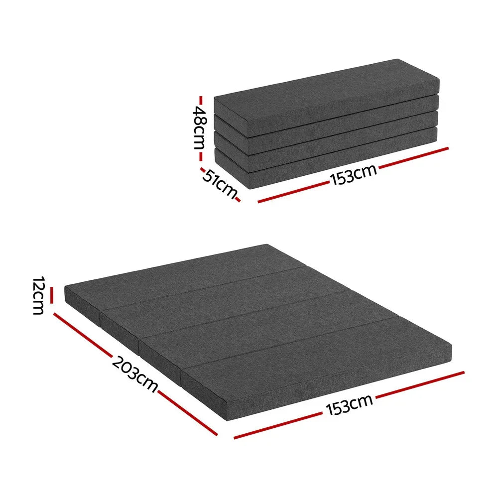 Giselle Bedding Foldable Mattress Folding Foam Mattresses Portable Mat Queen - Mekamart Australia