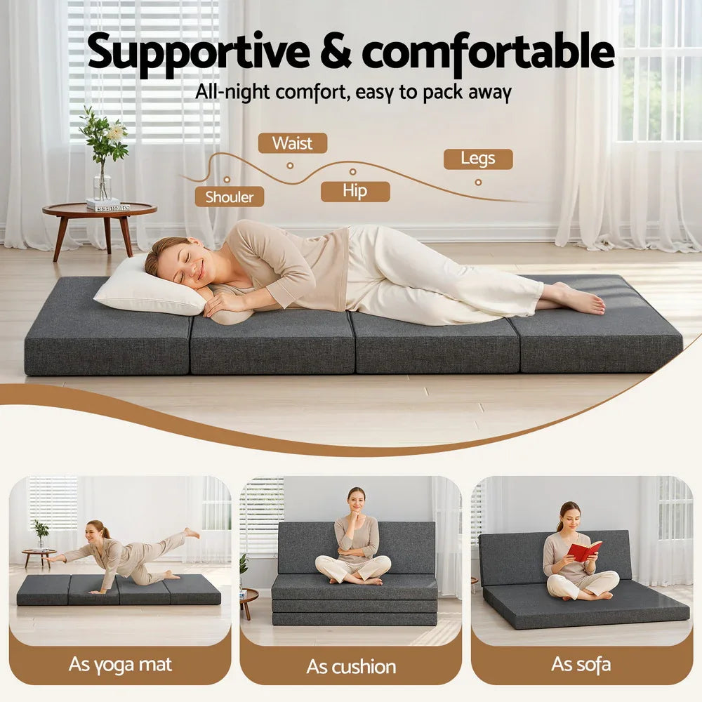 Giselle Bedding Foldable Mattress Folding Foam Mattresses Portable Mat Queen - Mekamart Australia