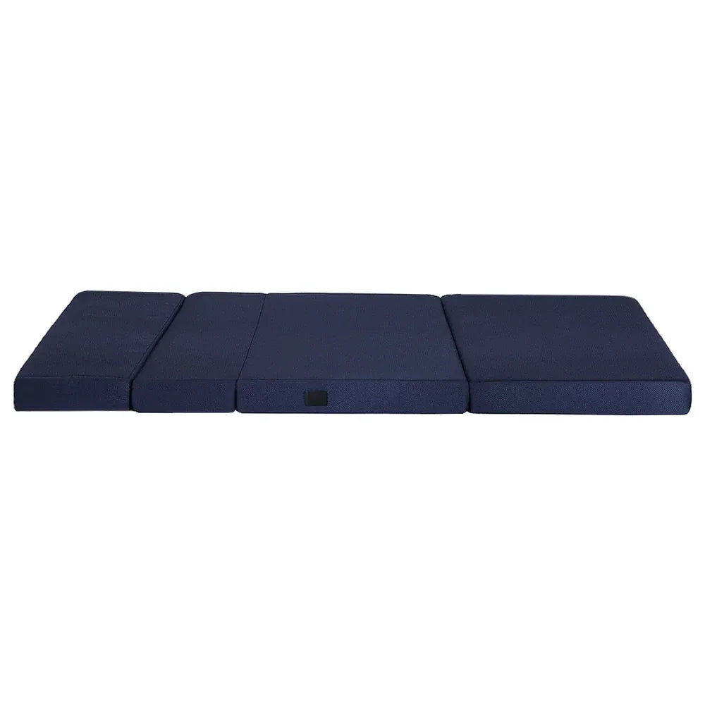 Giselle Foldable Mattress Folding Foam Mattresses Portable Floor Mat Blue Double - Mekamart Australia