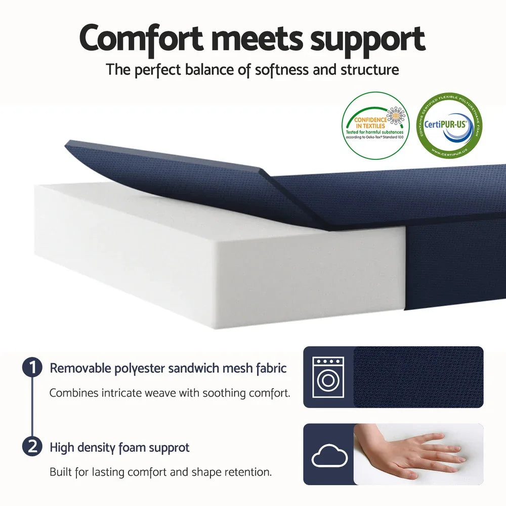 Giselle Foldable Mattress Folding Foam Mattresses Portable Floor Mat Blue Double - Mekamart Australia