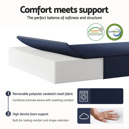 Giselle Foldable Mattress Folding Foam Mattresses Portable Floor Mat Blue Double - Mekamart Australia