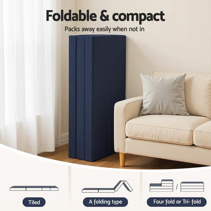 Giselle Foldable Mattress Folding Foam Mattresses Portable Floor Mat Blue Double - Mekamart Australia