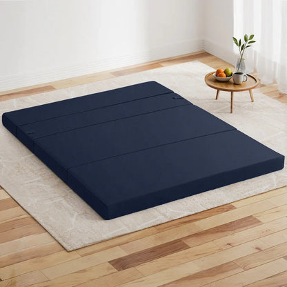 Giselle Foldable Mattress Folding Foam Mattresses Portable Floor Mat Blue Double - Mekamart Australia