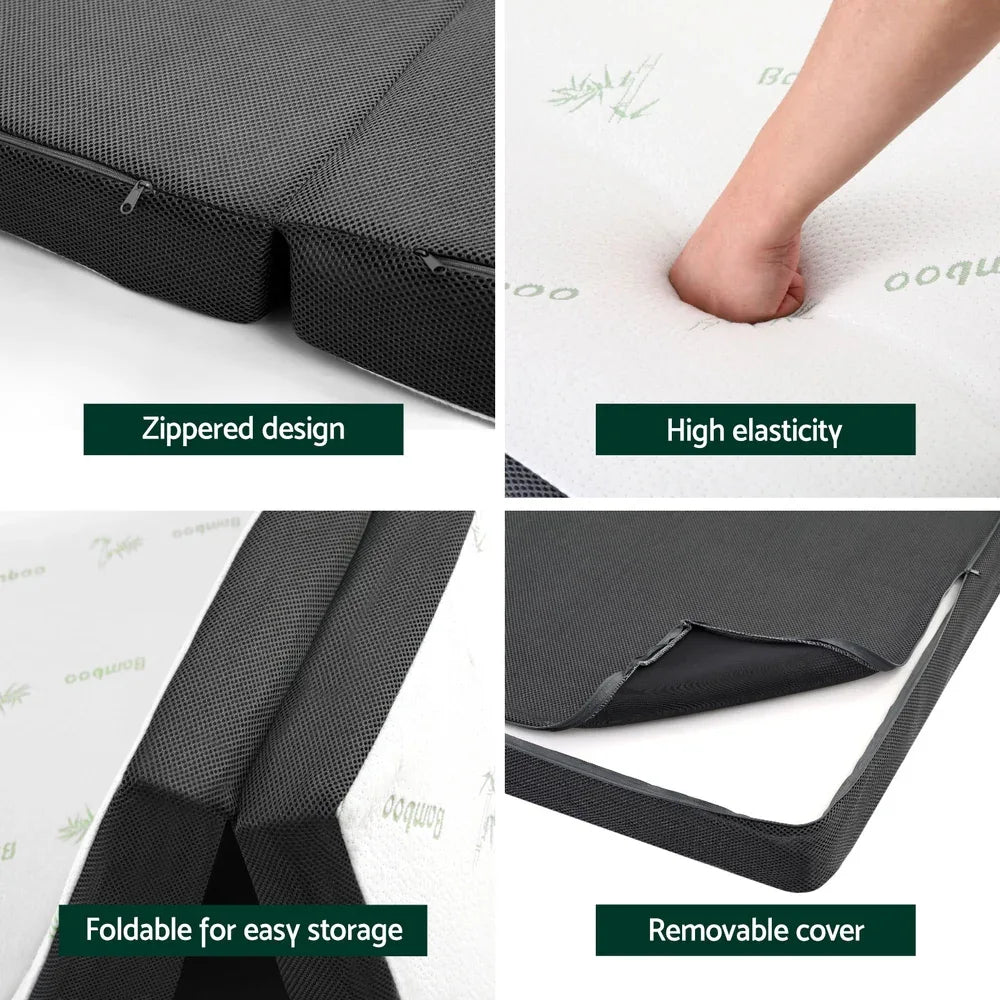 Giselle Bedding Foldable Mattress Folding Foam Double Bamboo - Mekamart Australia