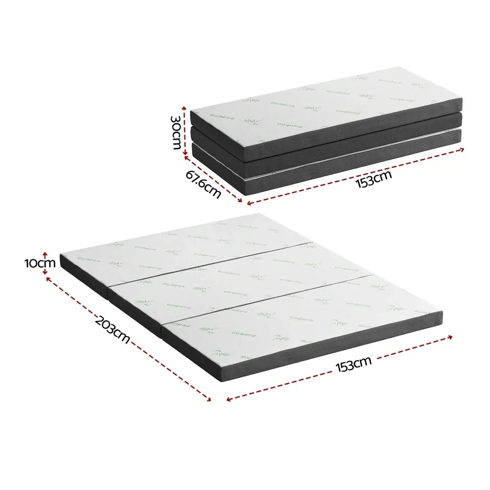 Giselle Foldable Mattress Folding Foam Mattresses Bamboo Queen - Mekamart Australia