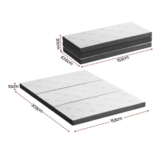 Giselle Foldable Mattress Folding Foam Mattresses Bamboo Queen - Mekamart Australia