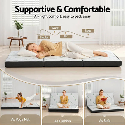 Giselle Foldable Mattress Folding Foam Mattresses Bamboo Queen - Mekamart Australia