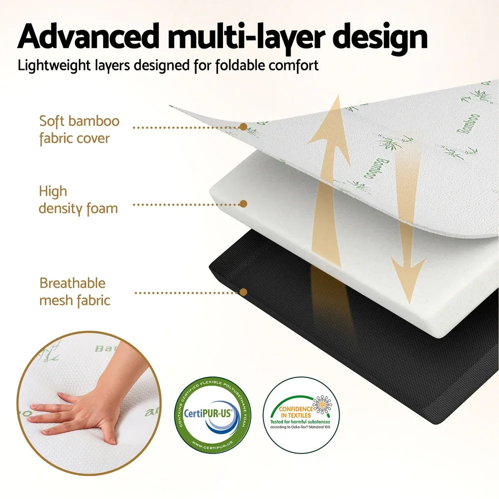 Giselle Foldable Mattress Folding Foam Mattresses Bamboo Queen - Mekamart Australia