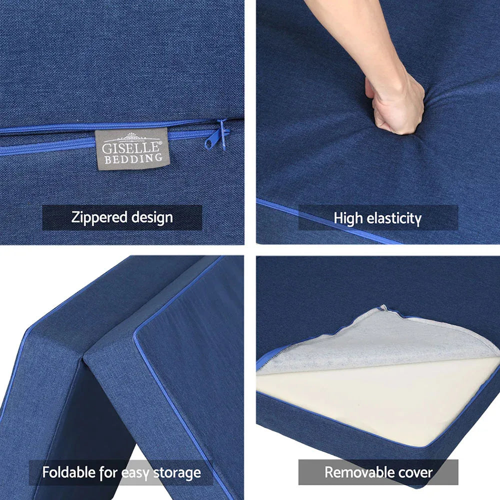 Giselle Bedding Foldable Mattress Folding Foam Single Blue - Mekamart Australia