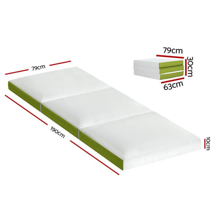 Giselle Bedding Foldable Mattress Folding Foam Trifold Green - Mekamart Australia