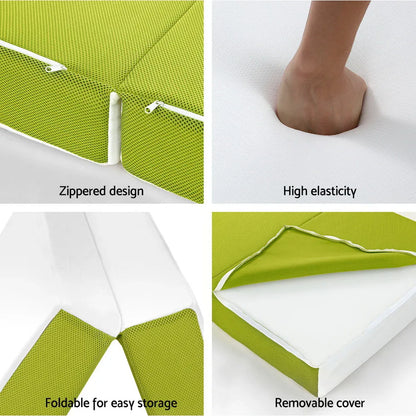 Giselle Bedding Foldable Mattress Folding Foam Trifold Green - Mekamart Australia