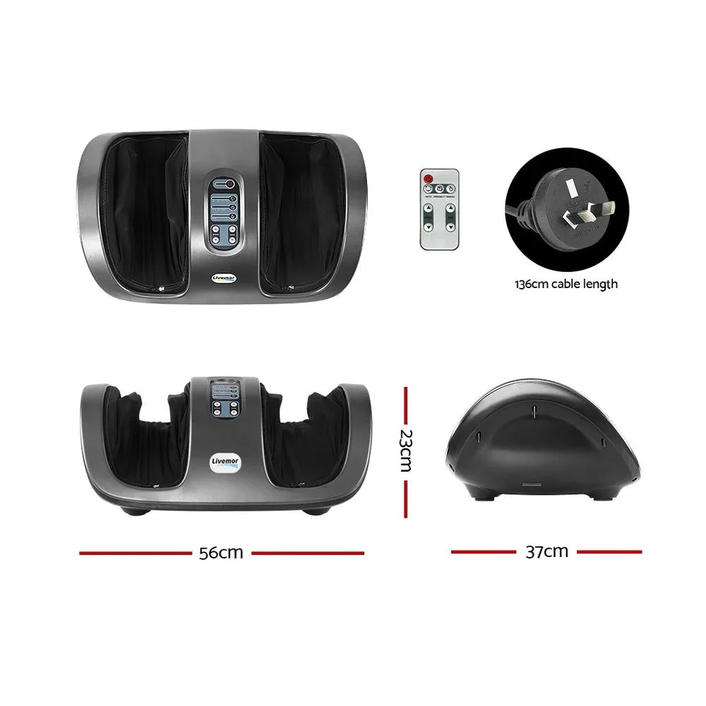 Livemor Foot Massager Shiatsu Massagers Electric Roller Kneading Leg Grey - Mekamart Australia
