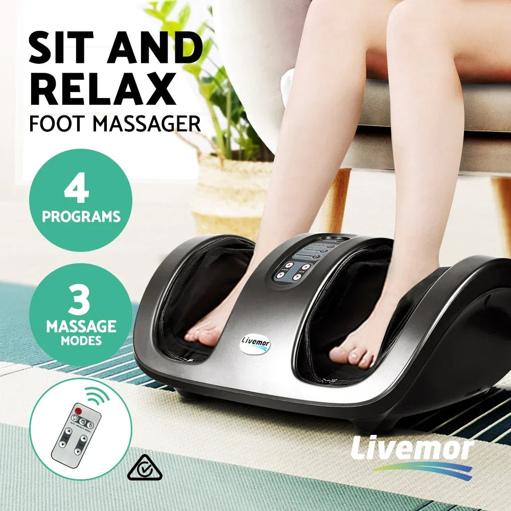 Livemor Foot Massager Shiatsu Massagers Electric Roller Kneading Leg Grey - Mekamart Australia
