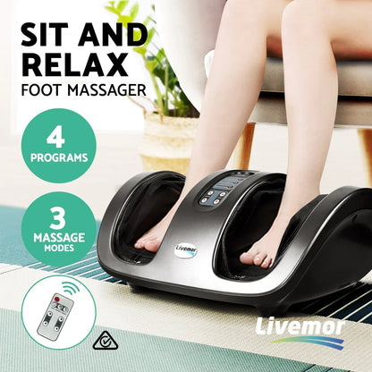 Livemor Foot Massager Shiatsu Massagers Electric Roller Kneading Leg Grey - Mekamart Australia