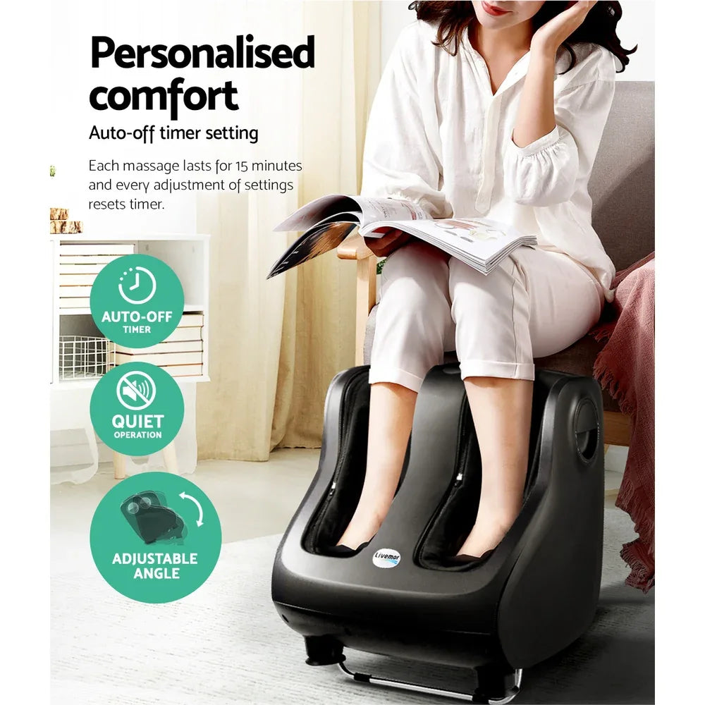Livemor Foot Massager Shiatsu Massagers Electric Roller Calf Leg Kneading Black - Mekamart Australia