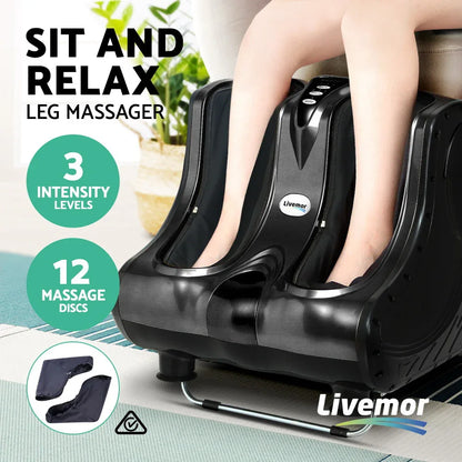 Livemor Foot Massager Massagers Shiatsu Electric Roller Ankle Calf Leg Kneading Black - Mekamart Australia