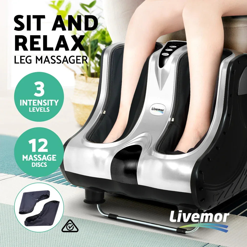 Livemor Foot Massager Massagers Shiatsu Electric Roller Ankle Calf Leg Kneading Silver - Mekamart Australia