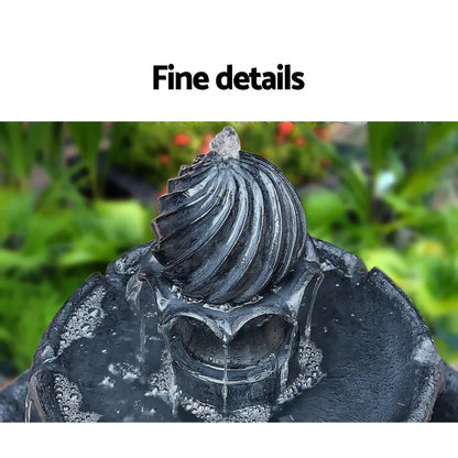 Gardeon Solar Water Feature 3-Tier Fountain with Pump Kit Bird Bath 93CM Black - Mekamart Australia