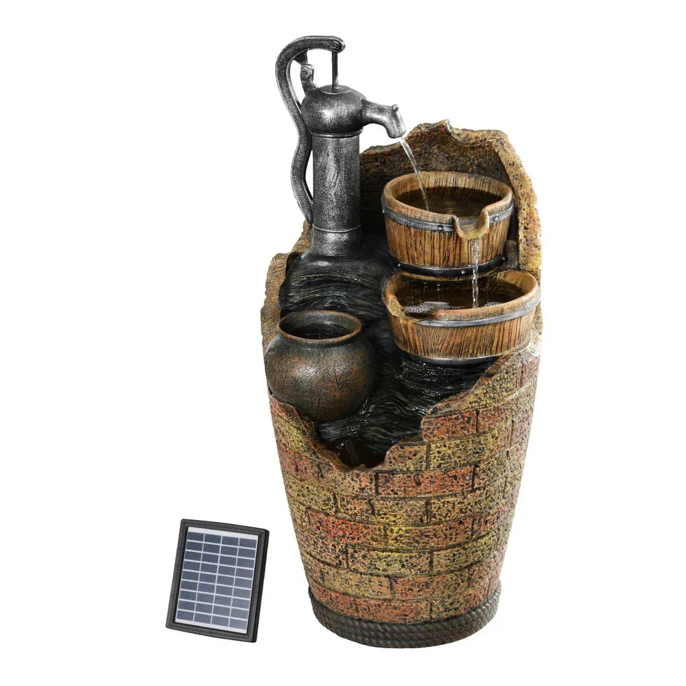 Gardeon Solar Fountain Water Feature Outdoor Cascading Hand Pump Design 80CM - Mekamart Australia