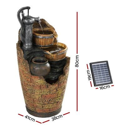 Gardeon Solar Fountain Water Feature Outdoor Cascading Hand Pump Design 80CM - Mekamart Australia