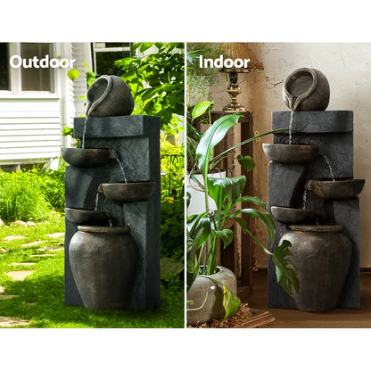 Gardeon Solar Water Feature Cascading Fountain 5 Tiered Bowl Bird Bath 99CM - Mekamart Australia