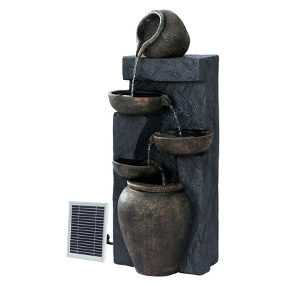 Gardeon Solar Water Feature Cascading Fountain 5 Tiered Bowl Bird Bath 99CM - Mekamart Australia