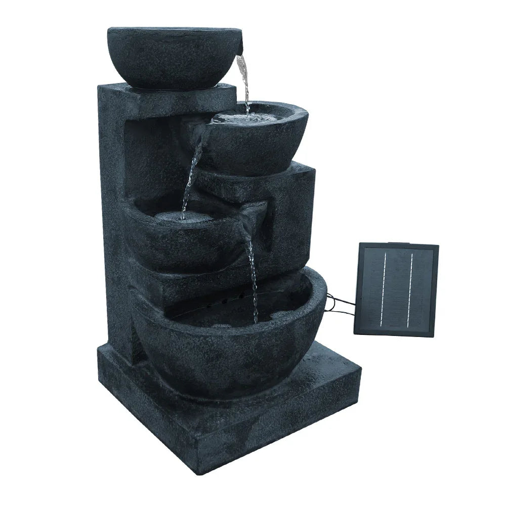 Gardeon Solar Water Feature Cascading Fountain 4-Tier Bowl LED Lights 72CM Blue - Mekamart Australia