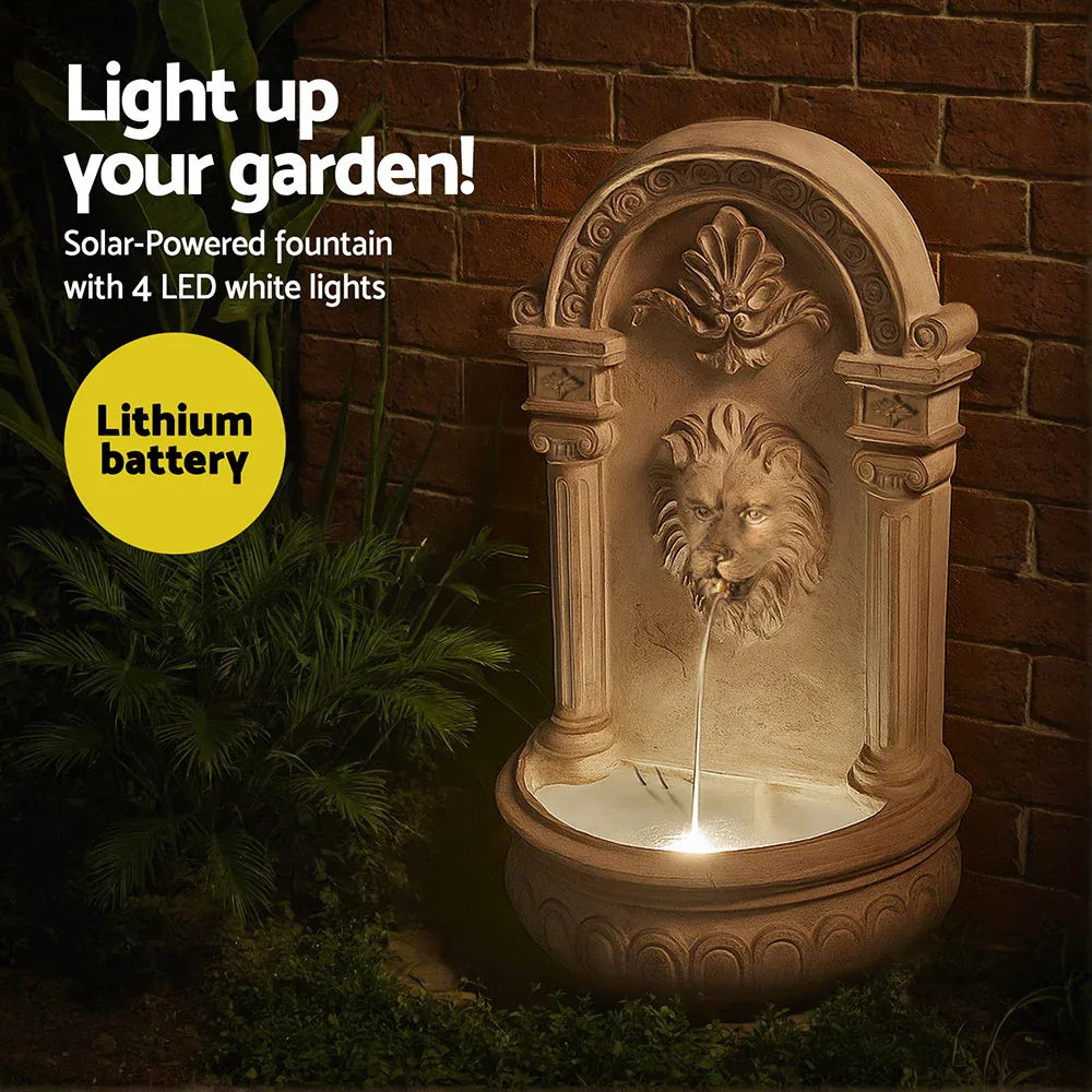 Gardeon Solar Fountain Water Feature Wall Mount Garden Fountains 77CM Beige - Mekamart Australia