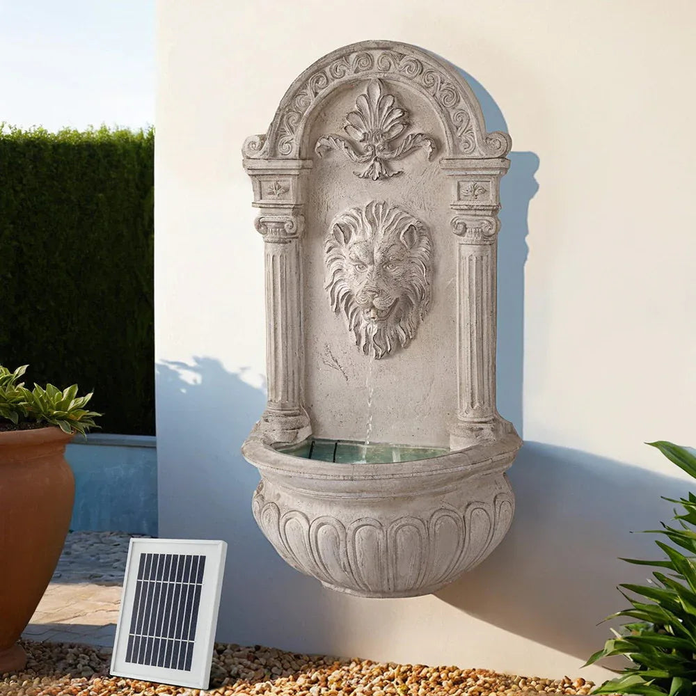 Gardeon Solar Fountain Water Feature Wall Mount Garden Fountains 77CM Beige - Mekamart Australia