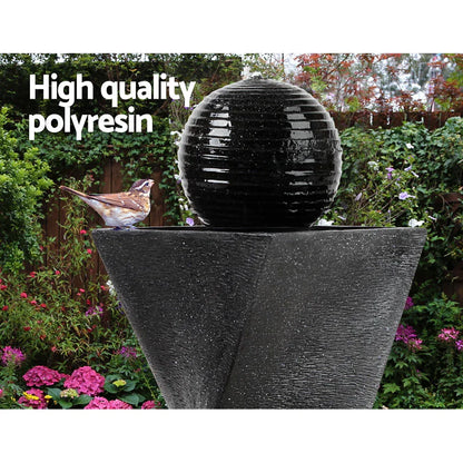 Gardeon Solar Water Feature Twisted Fountain LED Light Bird Bath 85CM Black - Mekamart Australia