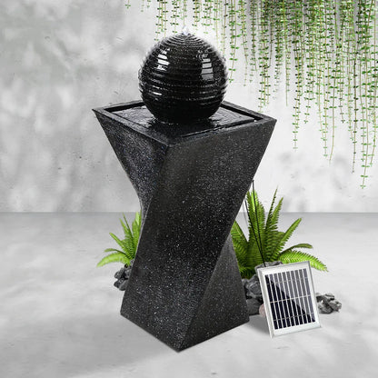 Gardeon Solar Water Feature Twisted Fountain LED Light Bird Bath 85CM Black - Mekamart Australia