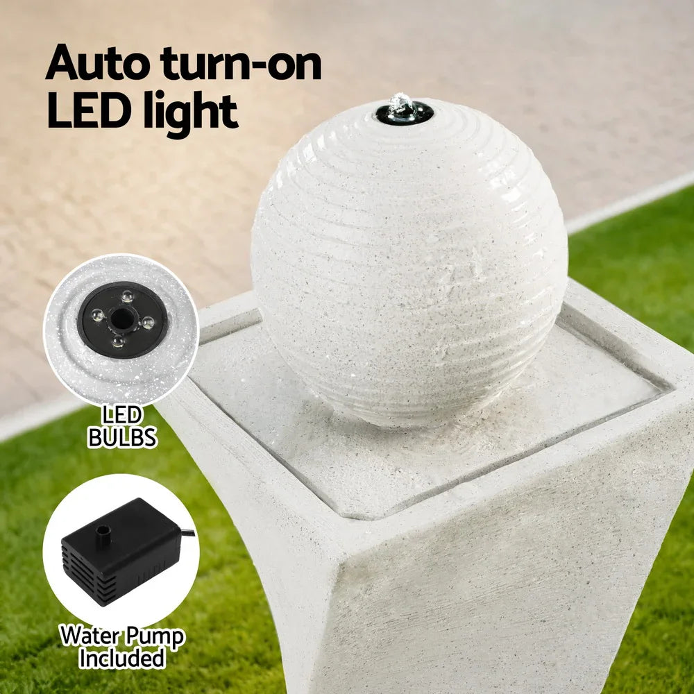 Gardeon Solar Fountain Water Feature Bird Bath Outdoor Garden LED Lights Ball 85CM - Mekamart Australia