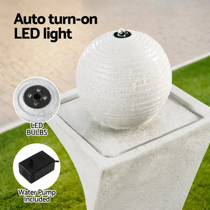 Gardeon Solar Fountain Water Feature Bird Bath Outdoor Garden LED Lights Ball 85CM - Mekamart Australia