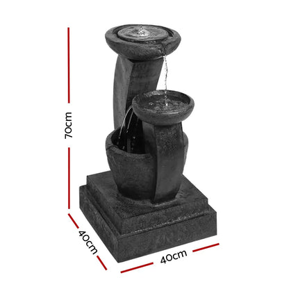 Gardeon Solar Water Feature Cascading Fountain 3-Tier Mushroom LED Light 70CM - Mekamart Australia