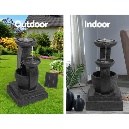 Gardeon Solar Water Feature Cascading Fountain 3-Tier Mushroom LED Light 70CM - Mekamart Australia