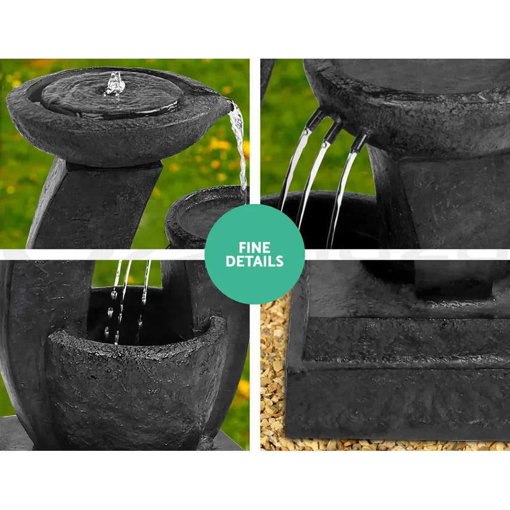 Gardeon Solar Water Feature Cascading Fountain 3-Tier Mushroom LED Light 70CM - Mekamart Australia