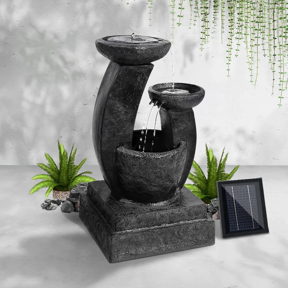 Gardeon Solar Water Feature Cascading Fountain 3-Tier Mushroom LED Light 70CM - Mekamart Australia