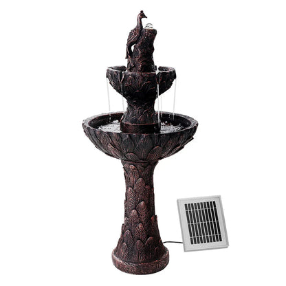 Gardeon Solar Water Feature Tier Fountain with Pump Kit Bird Bath 106CM Peacock - Mekamart Australia