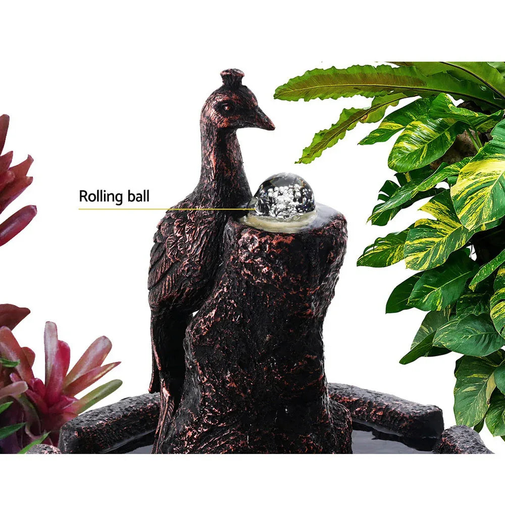 Gardeon Solar Water Feature Tier Fountain with Pump Kit Bird Bath 106CM Peacock - Mekamart Australia
